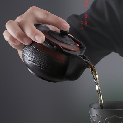 Yue Rui Handheld Purple Clay Teapot with Quick-Opening Knife for Home Use, Vintage Style, Anti-Scalding Tea Set for One Person with Built-In Tea Strainer