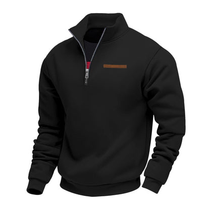 Cross-Border American Style Autumn and Winter Heavyweight Fleece Long-Sleeve Men's Sweatshirt with Half-Zip, Loose Fit, Stand Collar, Pullover Men's Sweatshirt