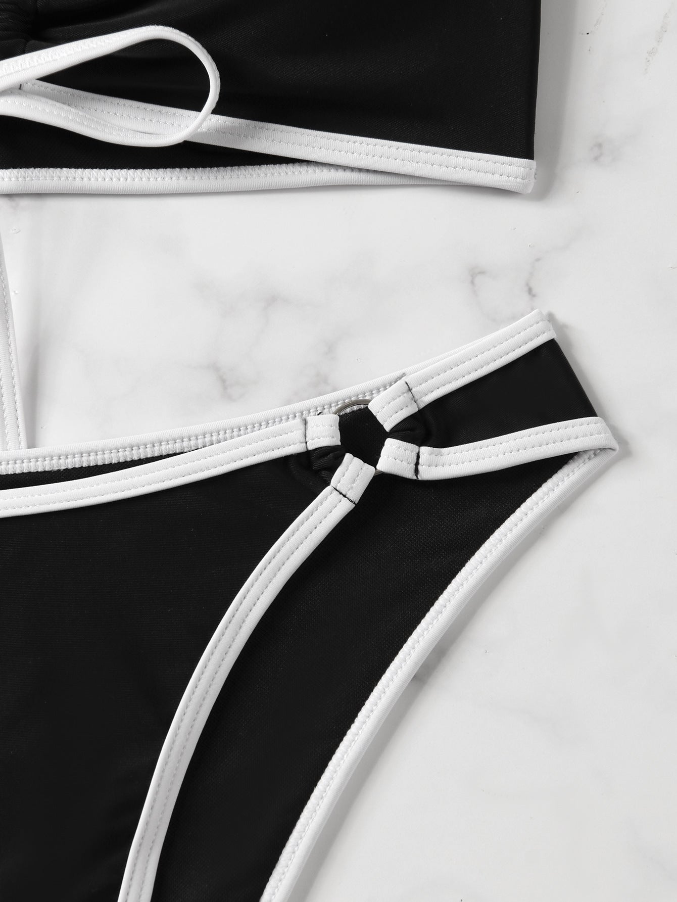 European and American Style Sexy Bandeau Bikini Swimsuit for Women, Solid Color with Chest Pads, Simple Cross-Border Two-Piece Swimsuit
