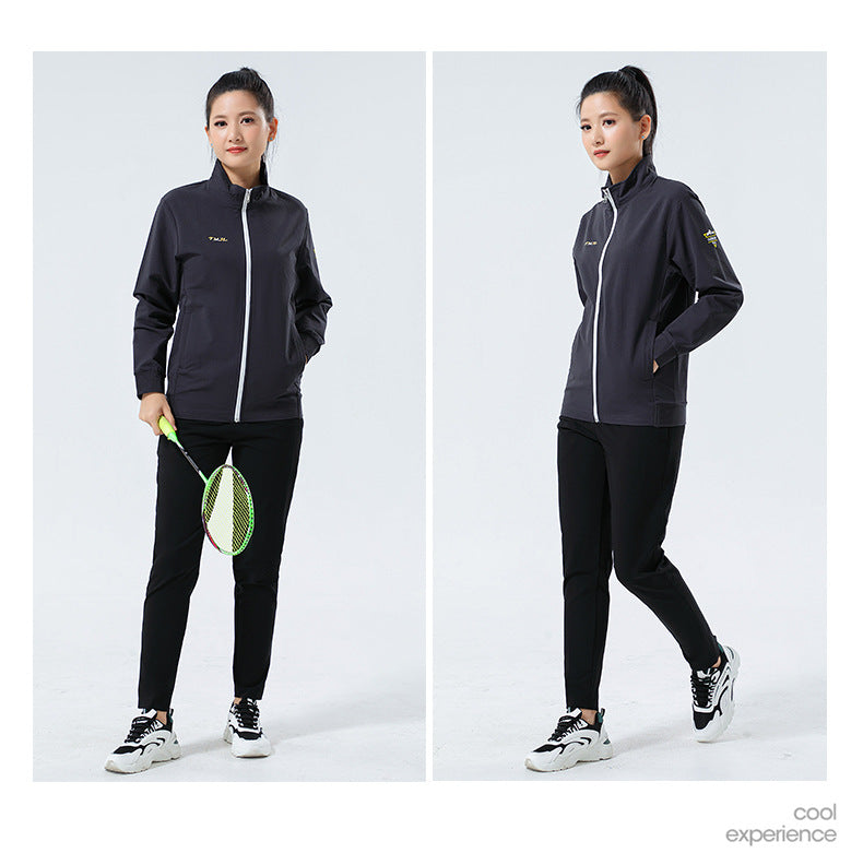 New Badminton Uniform Jacket Black and White Suit Men's and Women's Long-Sleeved Volleyball Uniform Table Tennis Uniform Competition Training Uniform