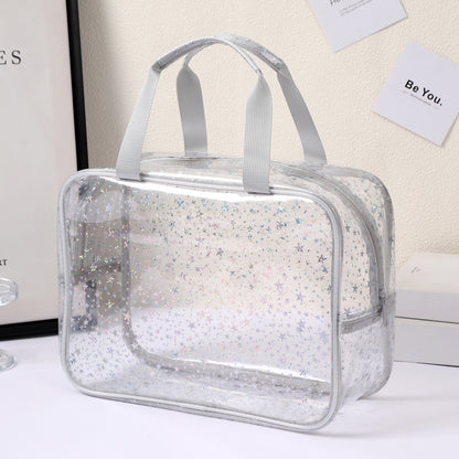New Pvc Toiletry Makeup Brush Travel Zipper Tote Bag Cosmetic Small Star Makeup Bag Convenient and Large Capacity