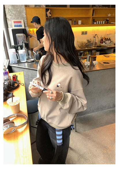 Guangzhou Huang Zheng American Retro Sexy Pullover Embroidered Sweatshirt Feminine Versatile Long-Sleeved Casual Top 530821
