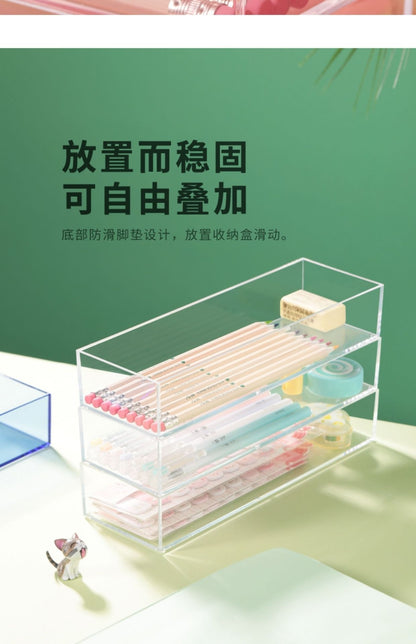 Mirror cabinet acrylic sundries stationery pencil storage box finishing box narrow strip storage transparent note hand account