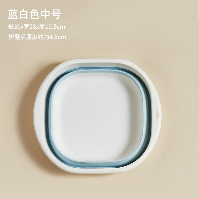Portable Silicone Collapsible Washbasin Vegetable Washing Basin Student Dormitory Plastic Foot Soaking Foot Washing Basin Household Multi-purpose Basin