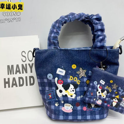 In-Stock New Small Cloth Bag Ins Cute Cartoon Women's Summer Cloth Bag Handbag Casual Tote Bag Upgrade