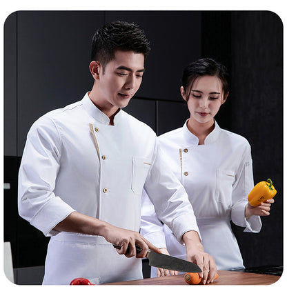 New Stretch Chef Work Clothes Long-sleeved Autumn and Winter Restaurant Baking Men's and Women's Short-sleeved Kitchen Work Clothes