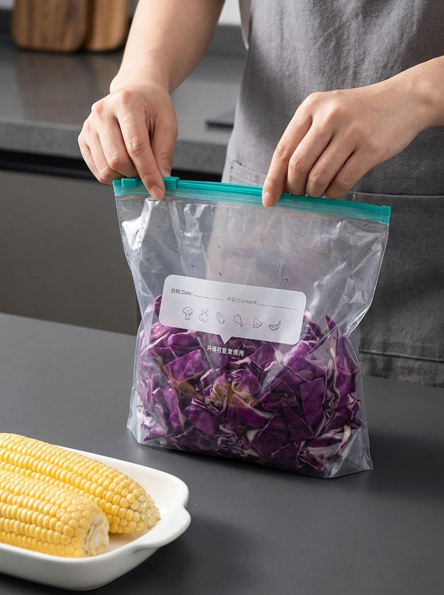 Dense Bag Zipper Fresh-Keeping Bag Refrigerator Freezer Refrigeration Removable Storage Seal Bag Self-Sealing Waterproof Thickeneding and Widening