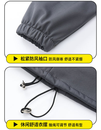 Men's Autumn and Winter Fleece-Lined Thickened Softshell Tactical Outdoor Sports Workwear Suit, Waterproof and Windproof