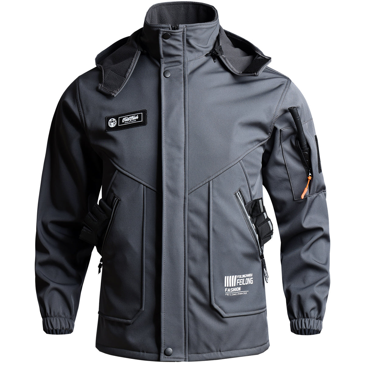 Men's Autumn and Winter Fleece-Lined Thickened Softshell Tactical Outdoor Sports Workwear Suit, Waterproof and Windproof