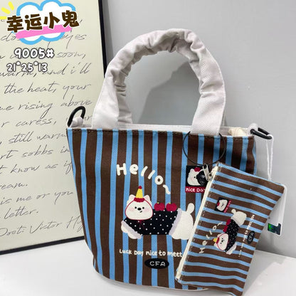 New Girls Handbag Storage Bag Cute Lunch Box Bag Handbag Mother Bag Korean Cartoon Bag Hand Bag