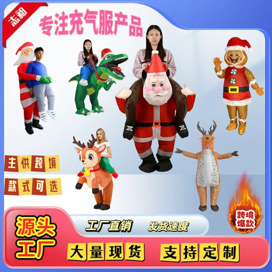 Cross-Border Hot-Selling Christmas Santa Claus Inflatable Suit for Carrying People, Christmas Stage Performance Party Props and Costumes