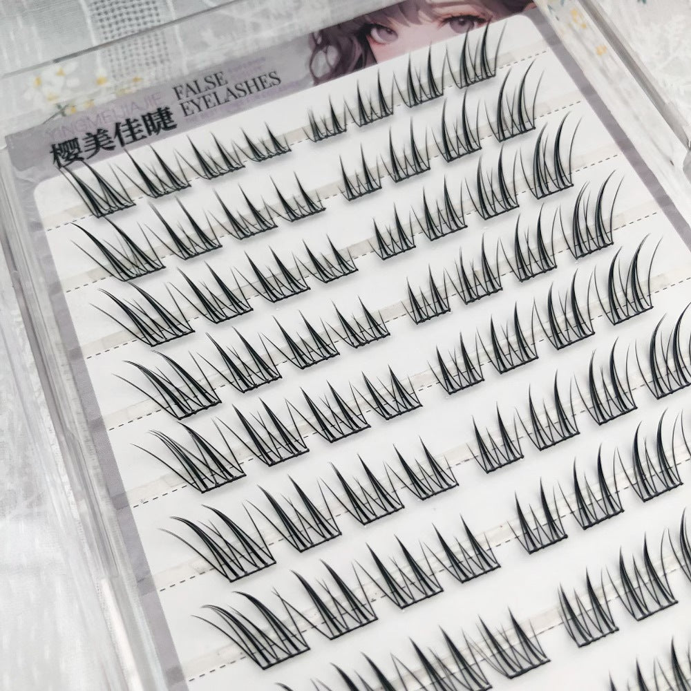 Yingmeijia Eyelashes Glue-Free Jade-Faced Little Fox False Eyelashes Ancient Style Natural Thick Oblique Segmented False Eyelashes Pure Desire