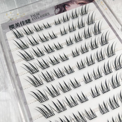 Yingmeijia Eyelashes Glue-Free Jade-Faced Little Fox False Eyelashes Ancient Style Natural Thick Oblique Segmented False Eyelashes Pure Desire