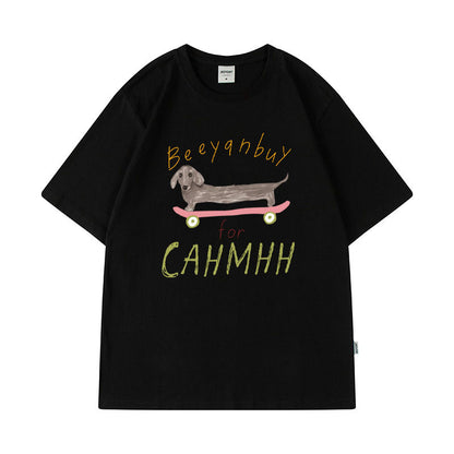 Cross-Border Short-Sleeved T-Shirts for Boys and Girls 2025 New Pet Dog Simple Casual Tops for Couples Hip-Hop Half-Sleeved Handsome