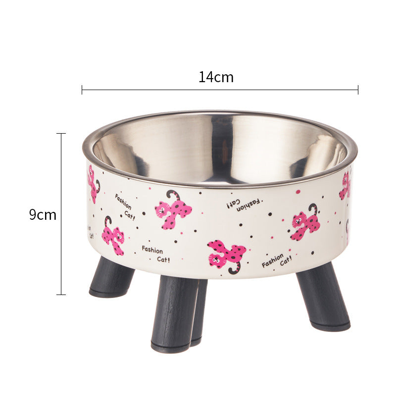 Pet Bowl Anti-overturning Cat Bowl Pet Stainless Steel Dog Bowl Cat Neck Protection High Foot Bowl Dog Food Utensils Cross-border New