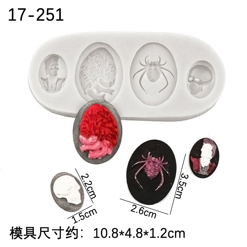 Halloween Series Flip Sugar Silicone Mold Pumpkin Ghost Skull Chocolate Cake Shape Decoration Silicone Mold