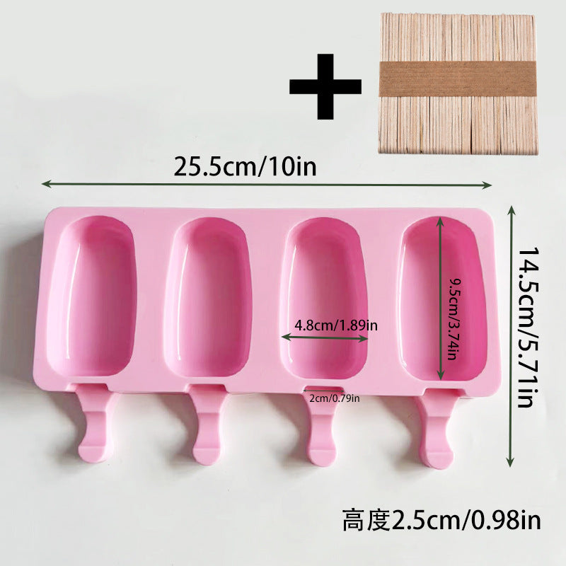Cross-Border New Oval Ice Cream Mold with Lid, Easy to Release, Cheese Popsicle DIY Home Ice Cream Mold