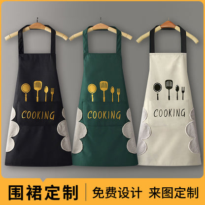 Logo advertising custom apron waterproof and oil-proof pvc kitchen cooking custom waist household a wholesale