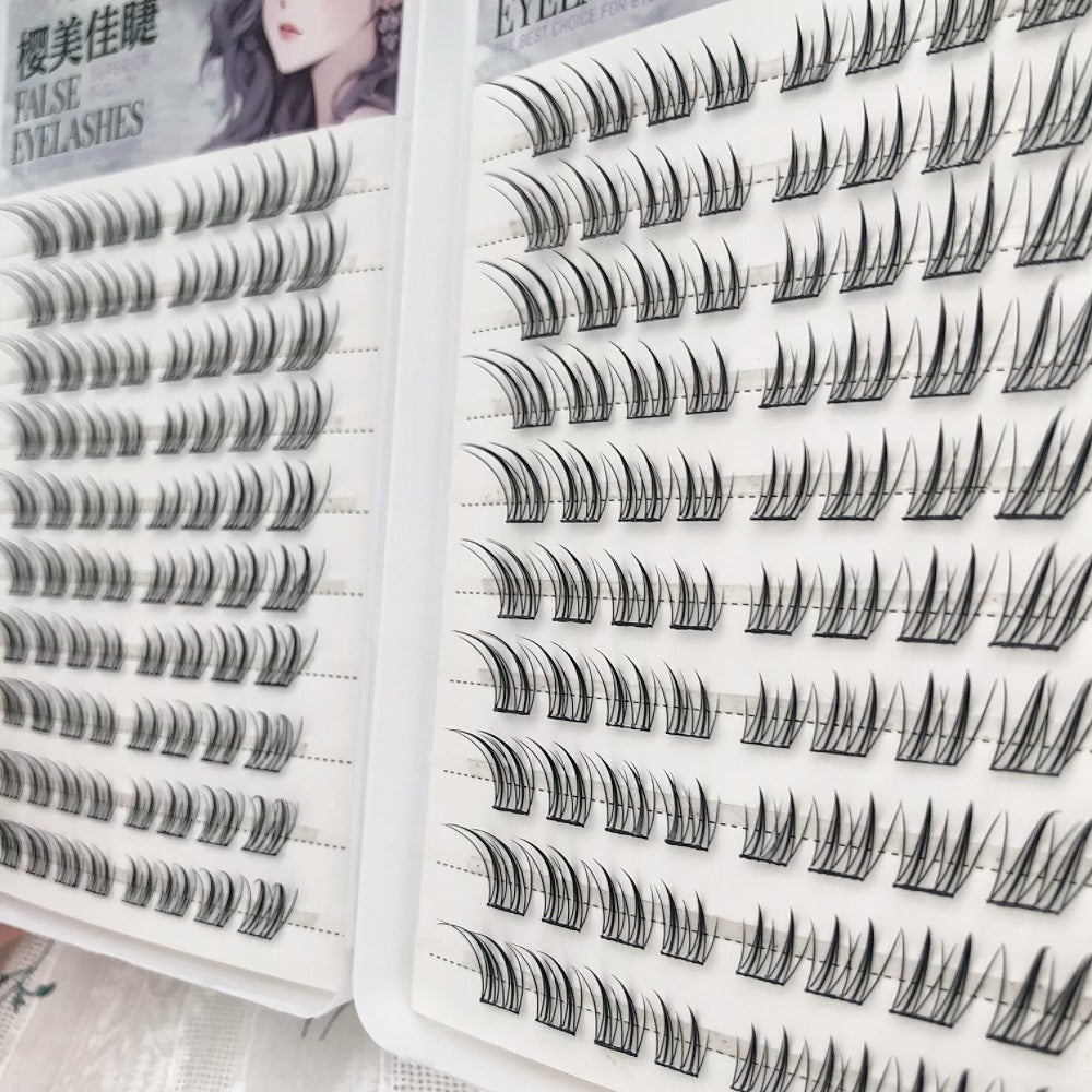 Yingmeijia Eyelashes Glue-Free Ten Rows of Jade-Faced Little Fox False Eyelashes Ancient Style Natural Thick Oblique Flying Segmented Pure Lust Style