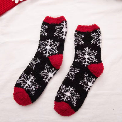Coral fleece Christmas socks autumn and winter thick tube socks New Year gift socks cartoon Christmas socks cross-border wholesale