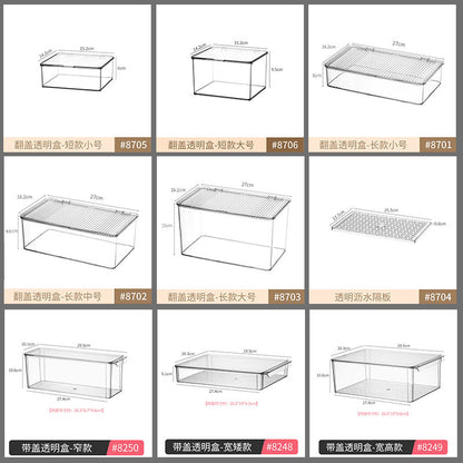 Storage Box PET Transparent Acrylic Rectangular Cosmetic Station Snack Kitchen Sundries Storage Box with Lid