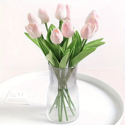 Pu Mini Tulip Artificial Flower Bouquet Cross-Border Artificial Flower Home Decoration Photo European Style Ornaments Factory Direct Sale