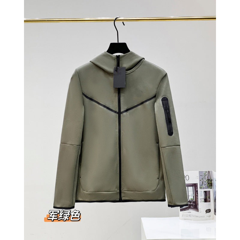 2024 Spring and Autumn Casual Sports Cotton Air Layer Hooded Zipper Cardigan Men's Jacket 490 Coat