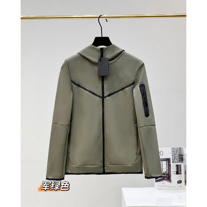 2024 Spring and Autumn Casual Sports Cotton Air Layer Hooded Zipper Cardigan Men's Jacket 490 Coat