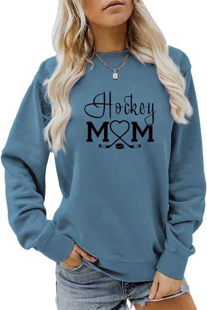 Amazon Wish Independent Station Fashionable Simple Hockey Mom Letter Fun Printed Women's Casual Sweatshirt