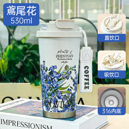 Summer Insulated Stainless Steel Water Cup, Thermos Cup, Coffee Cup, Double-Layer Car Cup, Smart Display Gift Cup, Customizable