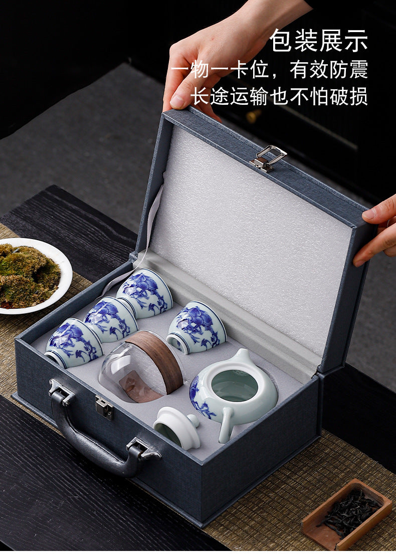Yuerui Ceramic New Blue and Flower Tea Cup Underglaze Color Retro Yulan Cup Bowl of Kung Fu Tea Zen Tea Master Cup