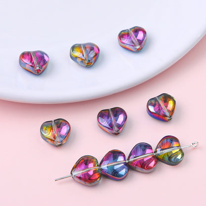 10mm Glass Color-Coated Peach Heart Crystal Beads Loose Beads DIY Handmade Necklace Bracelet Ear Jewelry Manufacturer Direct Sales Wholesale