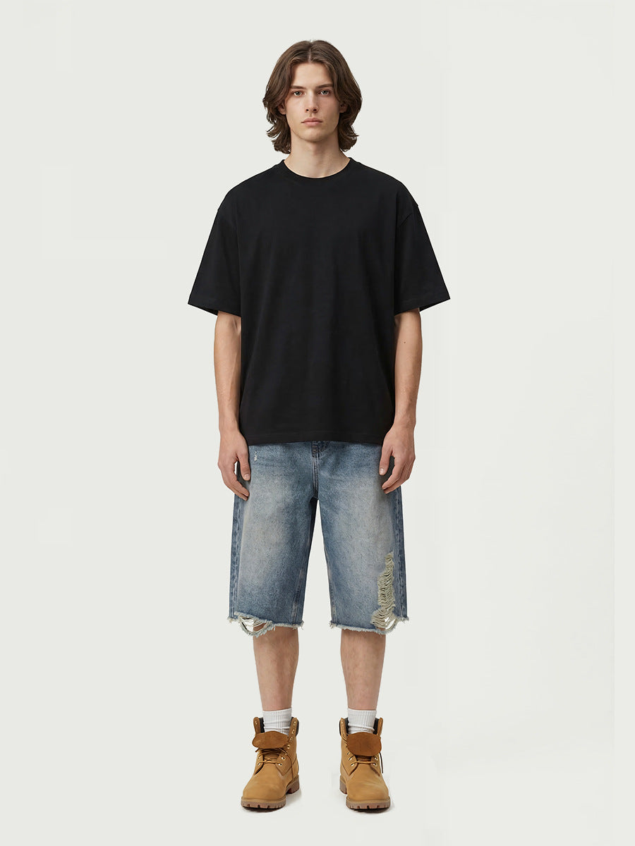 Dan Baoni | Summer Cool Sense Sunscreen Solid Color Advanced Sense Ice Silk Men's T-Shirt Loose Round Neck Shoulder Short Sleeve Customization
