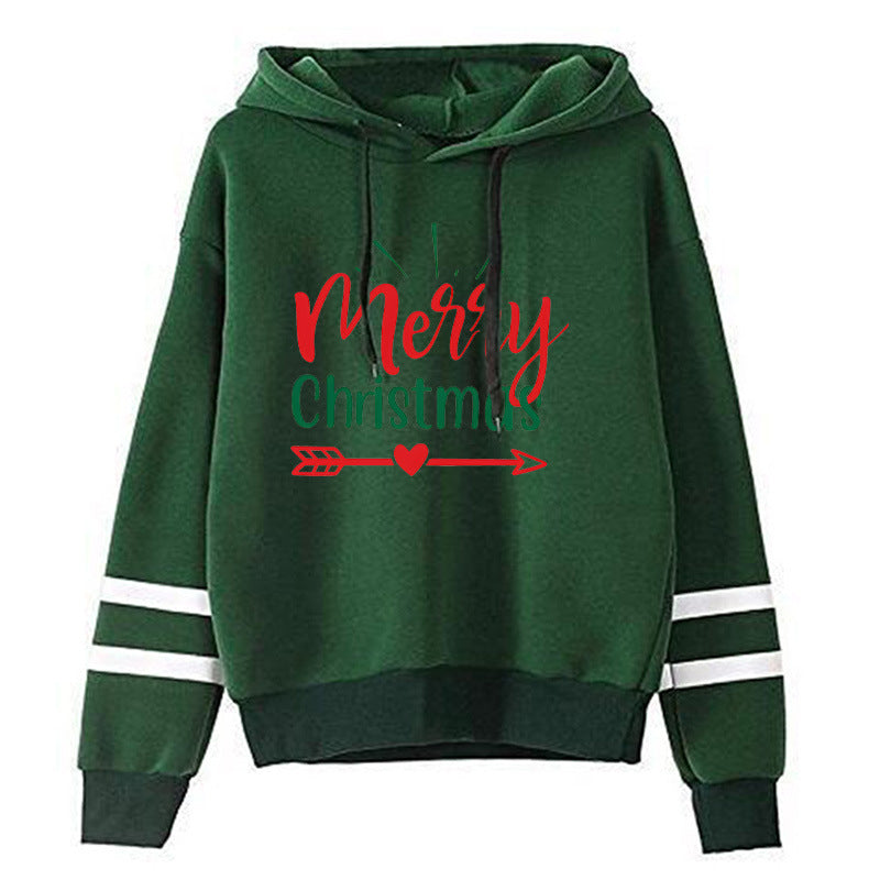 Amazon Cross-border European and American Christmas Merry Christmas Printed Hooded Sweatshirt Autumn and Winter Coat