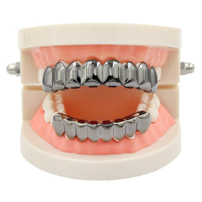European and American Hot Selling Hiphop Hip-Hop Gold Braces Upper Teeth 8 Lower Teeth 8 Teeth Braces Cross-Border Glossy Braces