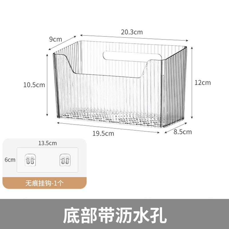 Desktop Wall Hanging Storage Box with Transparent Acrylic Cosmetics Bathroom Stationery Station Kitchen Storage Rack Bedside