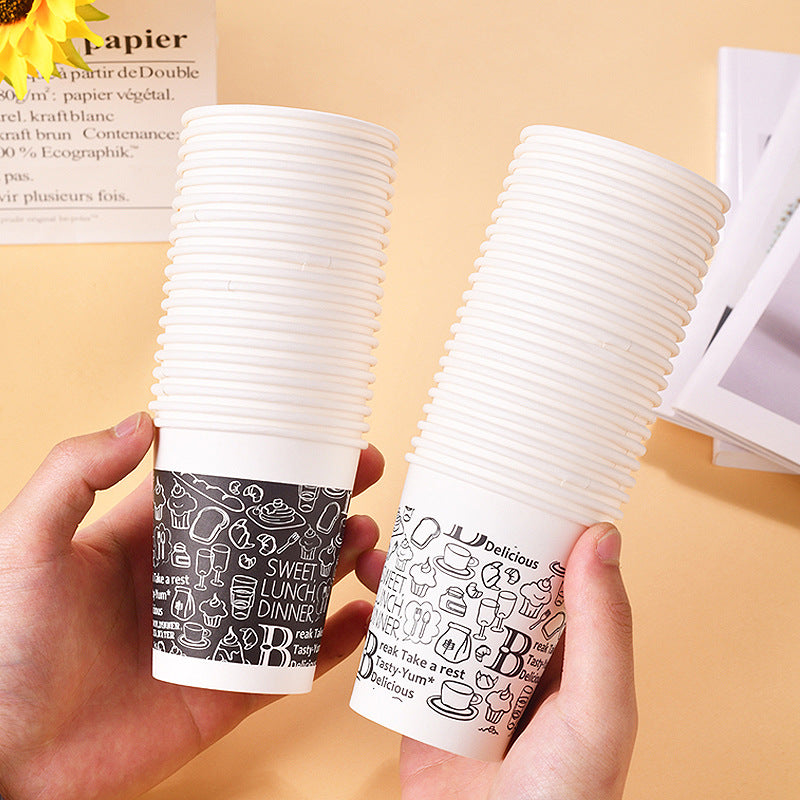 Disposable Paper Cups with Cute Cartoon Patterns for Commercial, Office, and Home Use, Food-Grade, 250ml, Thickened