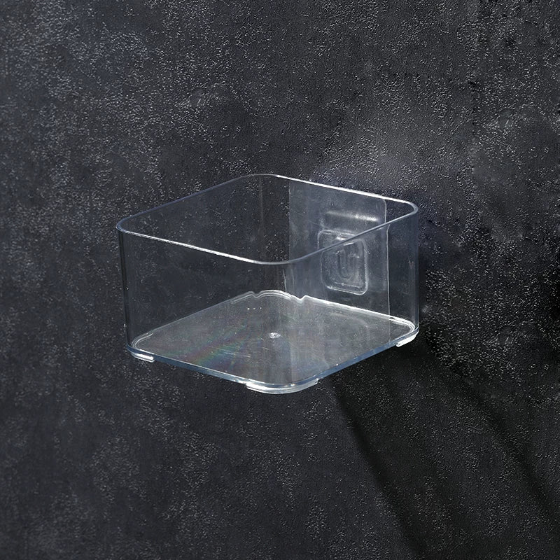 Desktop Wall Hanging Storage Box with Transparent Acrylic Cosmetics Bathroom Stationery Station Kitchen Storage Rack Bedside