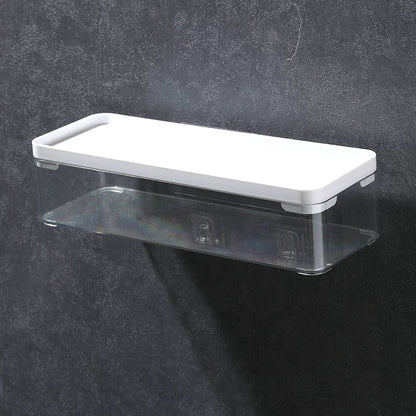Desktop Wall Hanging Storage Box with Transparent Acrylic Cosmetics Bathroom Stationery Station Kitchen Storage Rack Bedside