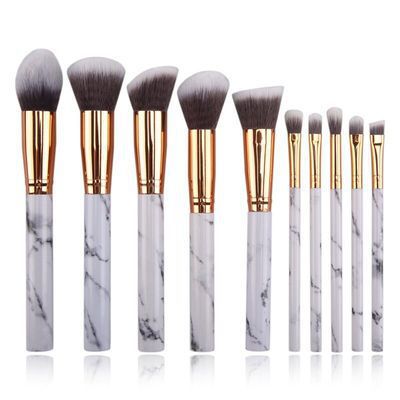 Marble makeup brush wholesale powder brush blush eye shadow brush full set of beauty tools 10 sets of brush bag beauty brush