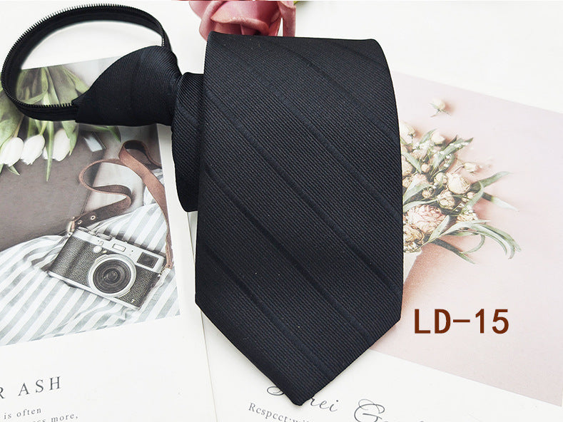 Factory In-Stock Zipper Tie Men's Formal Business 8cm Lazy Tie Red Black Striped Workplace Striped Tie