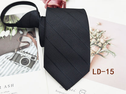 Factory In-Stock Zipper Tie Men's Formal Business 8cm Lazy Tie Red Black Striped Workplace Striped Tie