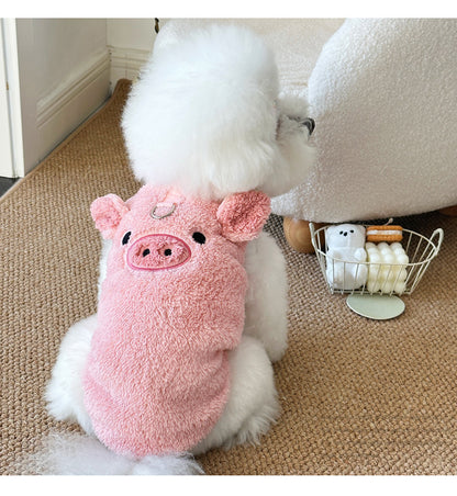 Winter New Ins Style fleece-lined Warm Pet Dog Cat Clothes Teddy Bixiong VIP Cartoon Embroidered Vest