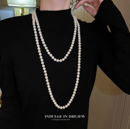 Shijiazu stacked with long pearl necklace women's light luxury temperament sweater chain Joker high sense autumn and winter necklace