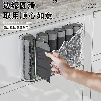 Household Glacier Pattern Garbage Bag Storage Box Punch-Free Storage Box Withdrawable Kitchen Garbage Bag Storage Rack