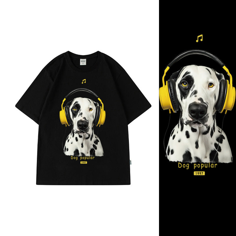 Cross-Border Short-Sleeved T-Shirts for Boys and Girls Hong Kong Style Casual Cartoon Hip-Hop Pet Dog Tops Summer Half-Sleeved Versatile Tops