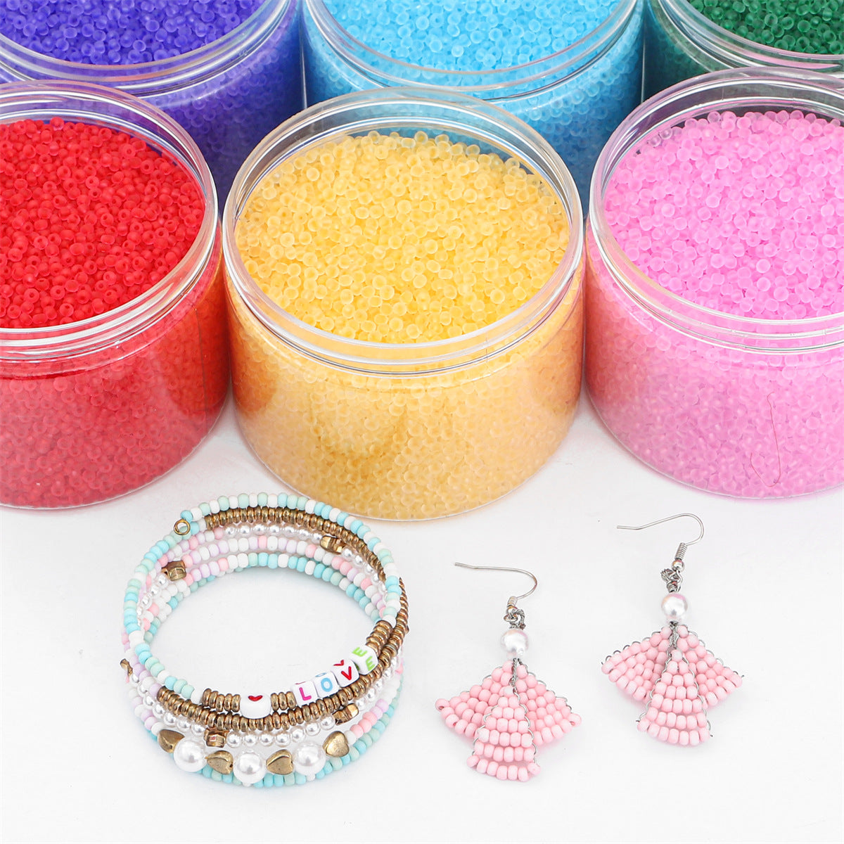 High quality domestic transparent frosted rice beads loose beads handmade DIY bracelet necklace accessories material factory direct sales