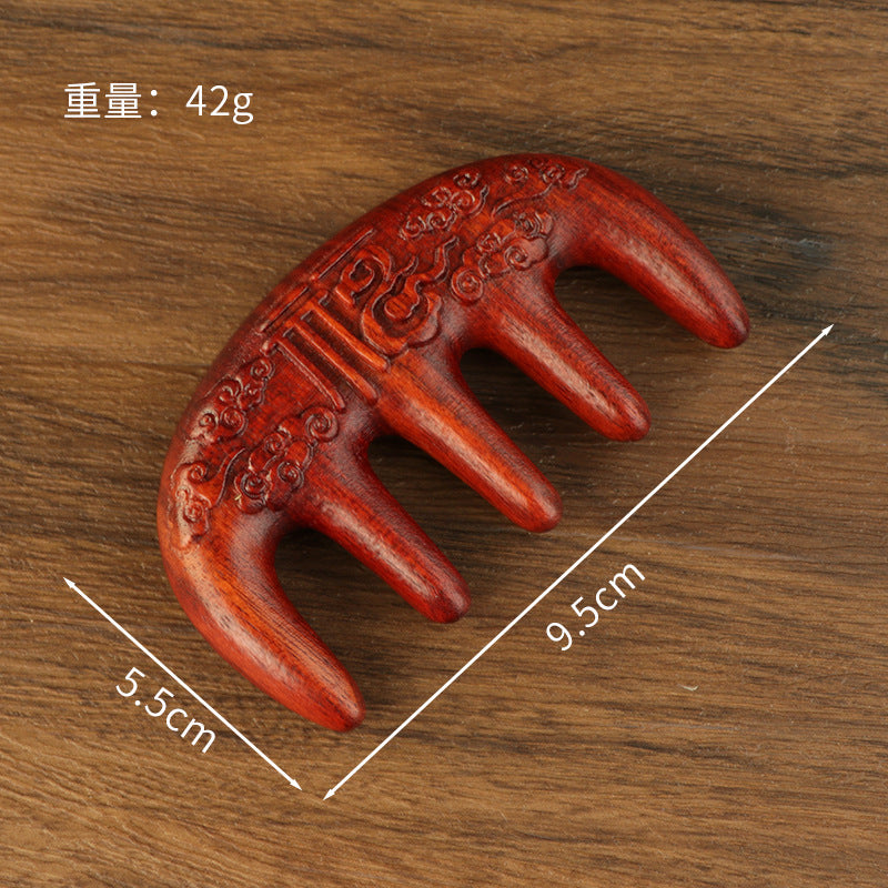 Golden silk sandalwood lotus fish carved massage comb scalp head massage wide tooth comb small comb solid wood comb meridian comb
