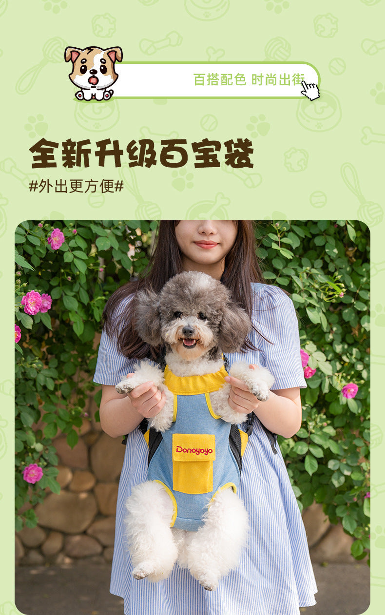 DONOYOYO Pet Carrier Portable Backpack for Dogs and Cats, Hemp-Cotton Chest Four-Legged Carrier Wholesale