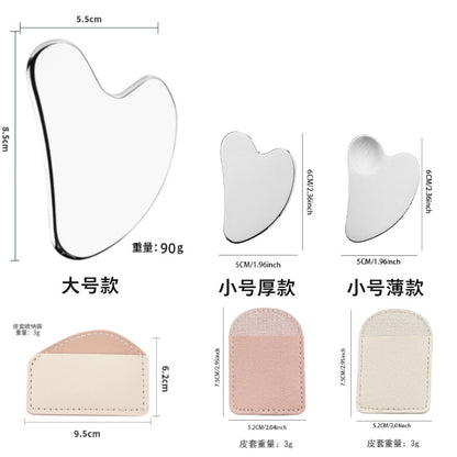 Factory direct stainless steel large heart-shaped scraping plate hand face scraping metal massage beauty tools wholesale